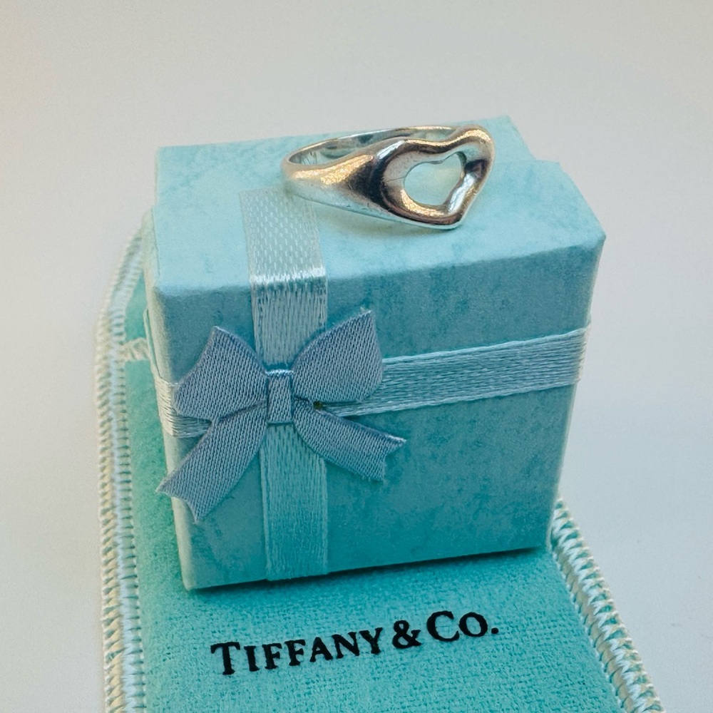 Tiffany & Co Ring Elsa Peretti Vintage Open Heart Wave Band Size 6 925 Authentic - Picture 6 of 8